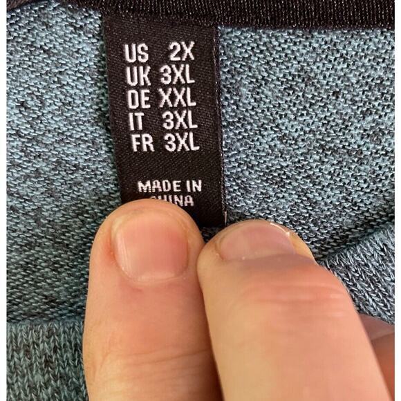 H by Halston 2X Blue‎ Super Soft Knit Long Sleeve Tunic With Faux Suede Back - Picture 6 of 10